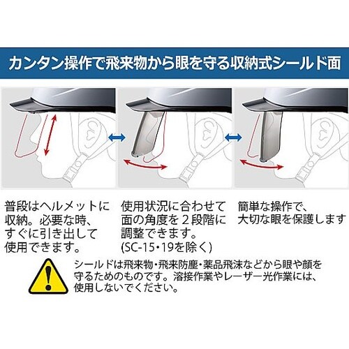 PC製ヘルメット(クリアバイザー・通気孔
