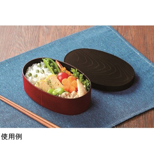 山中塗 曲げわっぱ風お弁当箱(朱色)小判