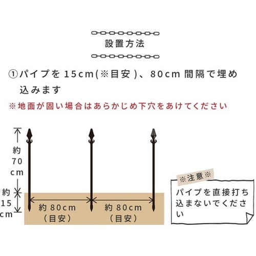 ガーデンチェーンポール5m 1段 高さ8