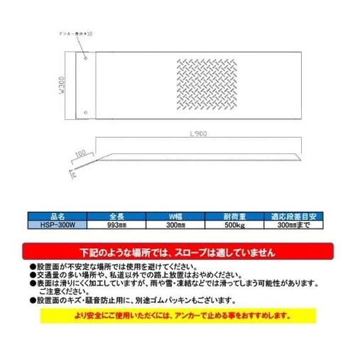 縞鋼板製段差解消スロープワイド 幅300
