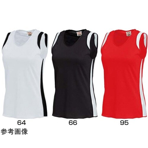 ウィメンズランニングシャツ レッド×ホワ