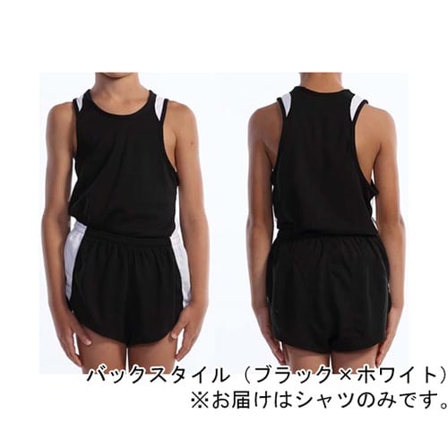 ウィメンズランニングシャツ ホワイト×ブ