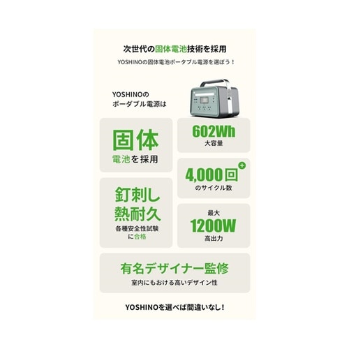固体電池YOSHINOポータブル電源 B