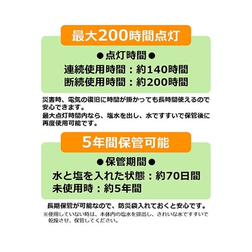 塩と水だけで点灯するランプ E−ソルト・