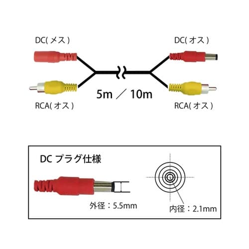 防犯カメラケーブル(電源、AV信号一体型