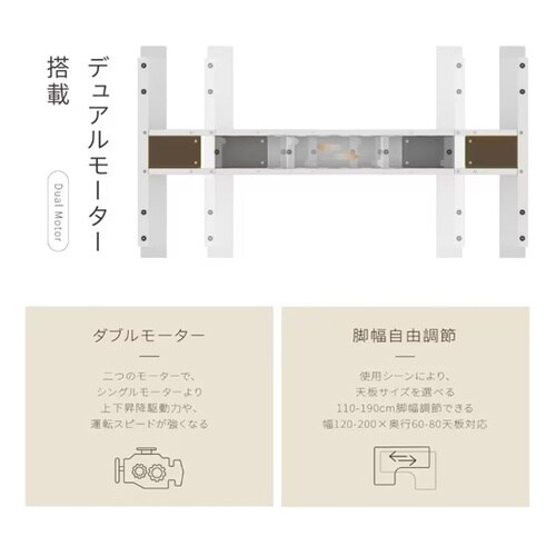 電動昇降デスク ホワイト×ウッド E8W