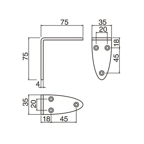 TBR1 オーバル棚受けLL鏡面磨