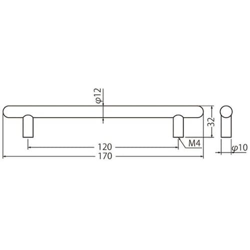 ポールハンドル ステンレス製 120mm