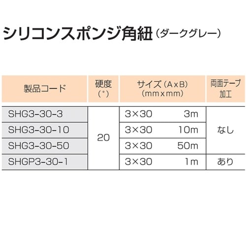 SHG3−30−3 シリコンスポンジ角紐