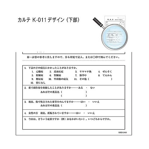 問診票 B5 天のり 100枚綴り k−