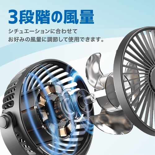 どこでも取付けができるUSB充電式ファン