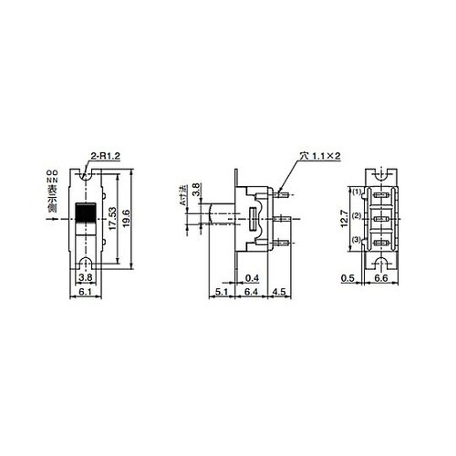 125V/3A 単極双投/小型スライドス