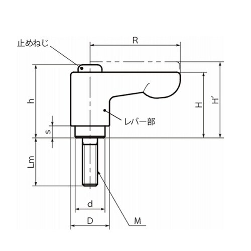 ミニクランプレバー フラットタイプ(おね