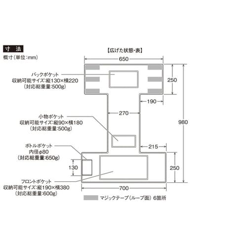トラック用 助手席ポケット ブラック(小