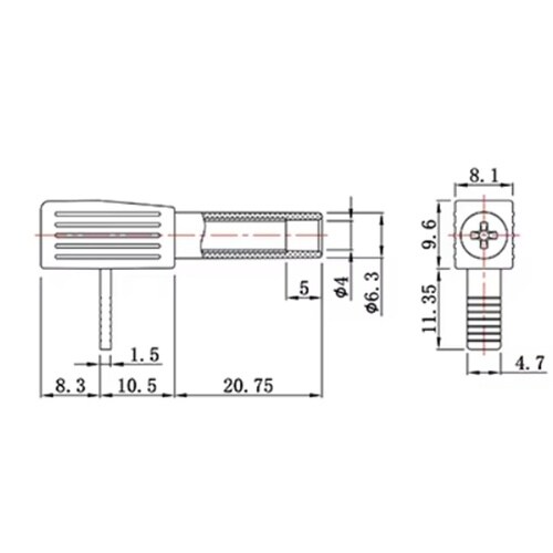 ブレーカーアダプタ L字 4mm 黒 Z