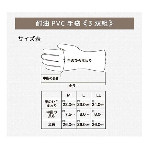 耐油ビニール手袋 LL 1箱(3双×12