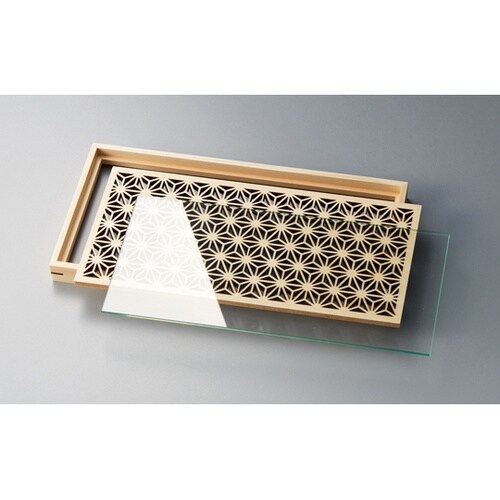 ひのき細密・ガラス盛器 蓋 麻の葉 28