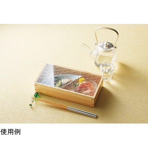 ひのき細密長角料理箱(ガラス蓋仕様)麻の