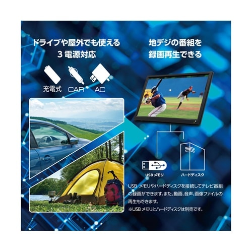 録画機能付き15.6インチポータブルテレ