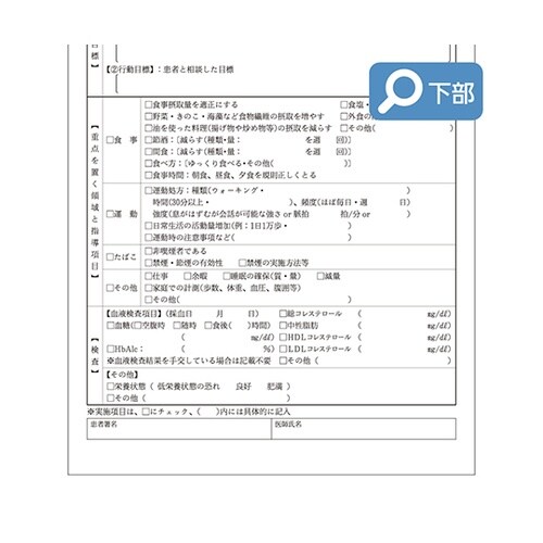 生活習慣病療養計画書(A4)初回 1冊入