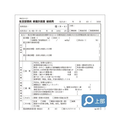 生活習慣病療養計画書(A4)継続 1冊入