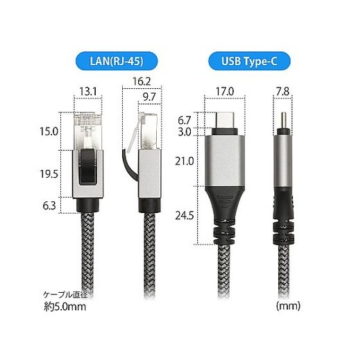 USB Type−C−イーサネット変換ケ