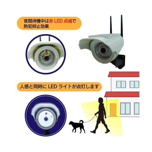 ソーラー人感LED防犯ダミーカメラ 警報