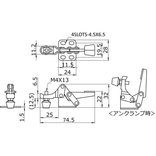 下方押え型トグルクランプ ステンレス