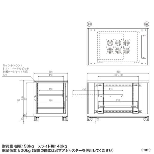 19inマウントサーバーラックCP−SVC12U