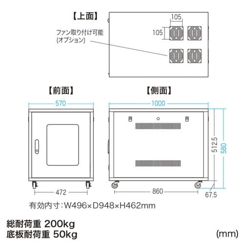 19インチサーバーボックス(9U)CP−SVNC3