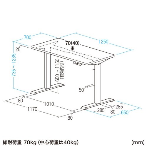 e電動昇降デスク受注生産品ERD−ER12570M