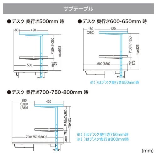 サブテーブル受注生産品EST−105BKLM