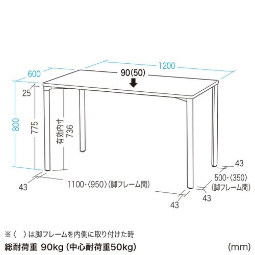 eテーブル受注生産品MEF−12060BK80