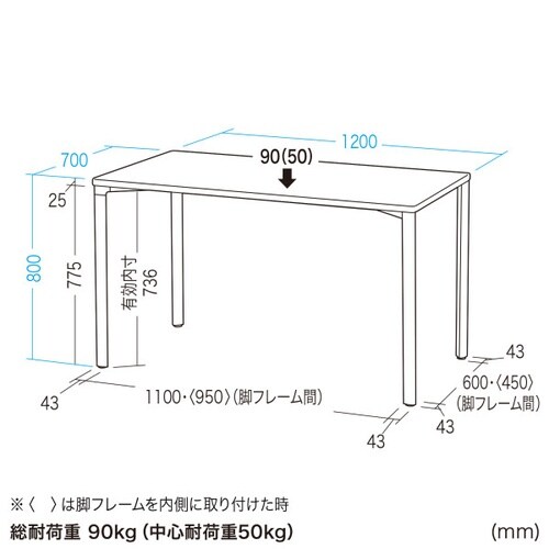 eテーブル受注生産品MEF−12070BK80