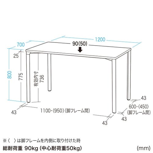 eテーブル受注生産品MEF−12070M80