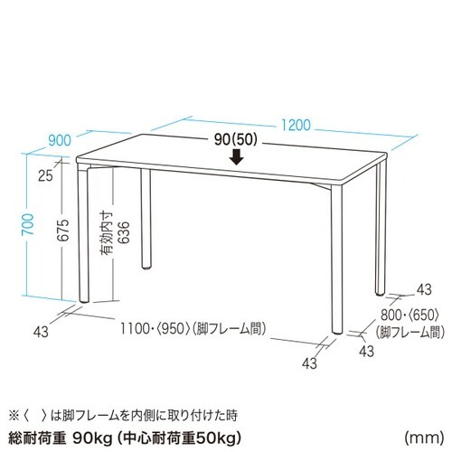 eテーブル受注生産品MEF−12090BKLM