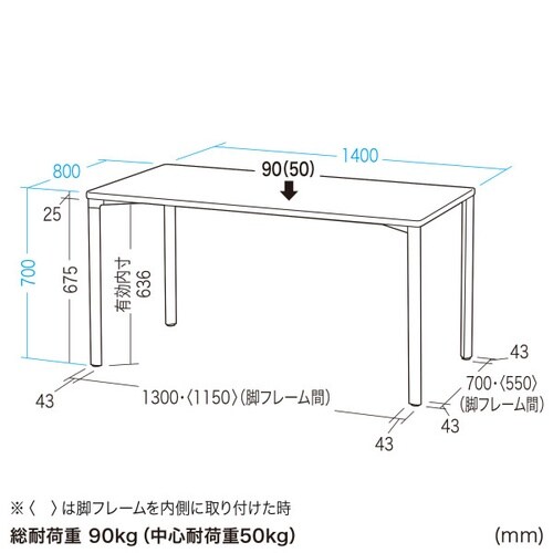 eテーブル受注生産品MEF−14080BKLM