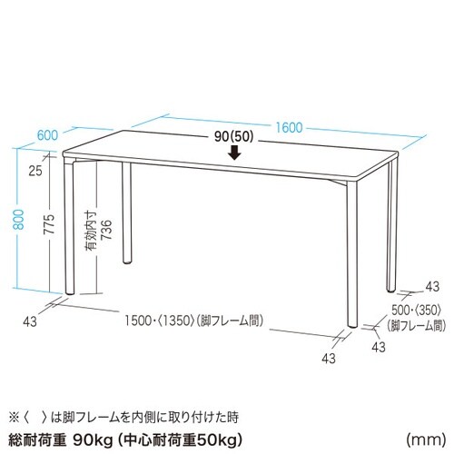 eテーブル受注生産品MEF−16060BK80