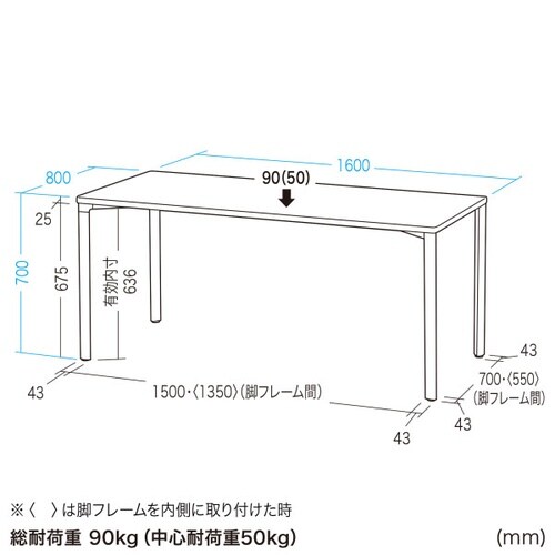 eテーブル受注生産品MEF−16080LM