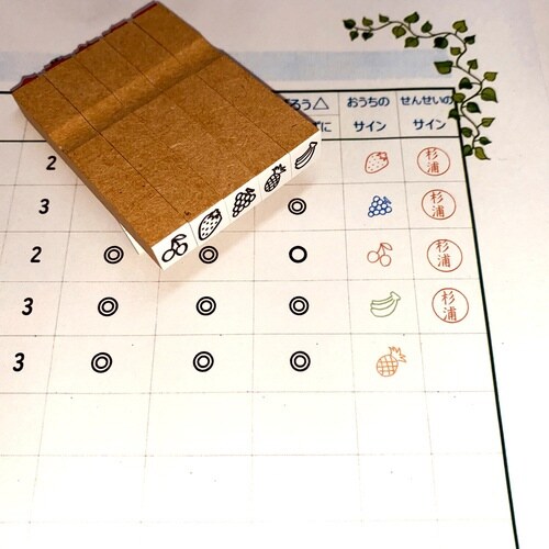 果物スタンプゴム印 5P×6