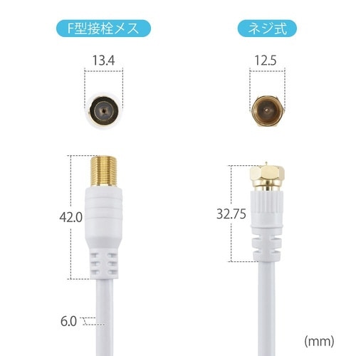 アンテナ延長ケーブル 1m F型接栓メス