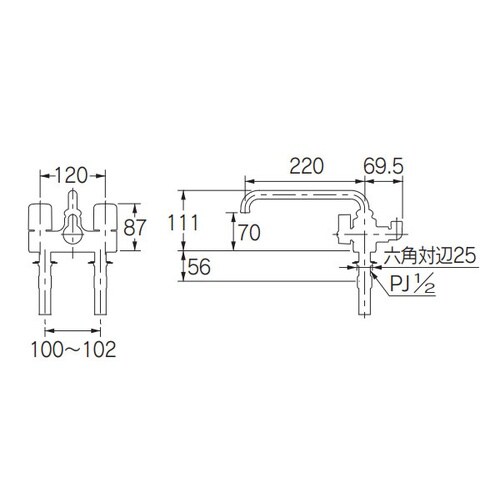 EA468CN−41 G1/2” 2ハンドルシャワ