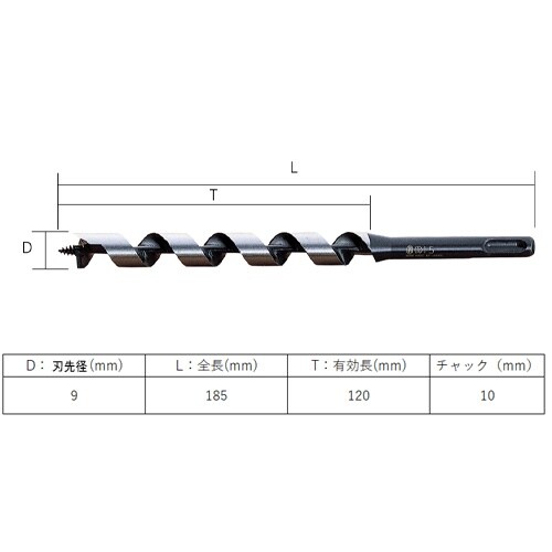 EA824XA−9 9.0x185mm 木工用ドリ