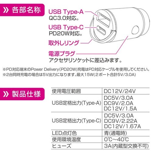 PPJ2501 2USB カーチャージャー Typ