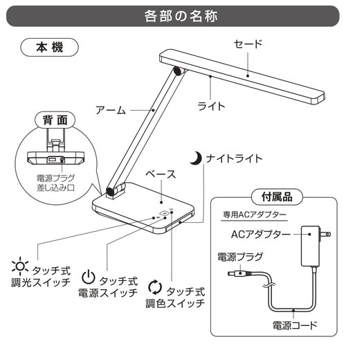 デスクライトODS−LDR618K−W