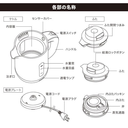 お湯がこぼれにくいケトル800A