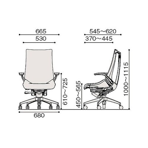 アクト2 背プレーンメッシュ 固定肘 樹