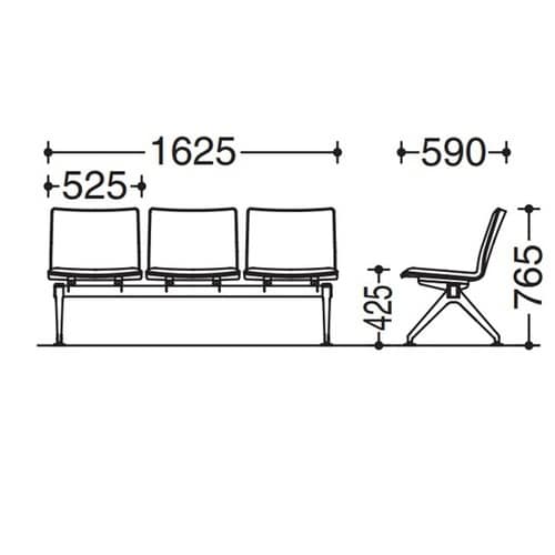 LB38 フルパッド 3人用イス イエロ