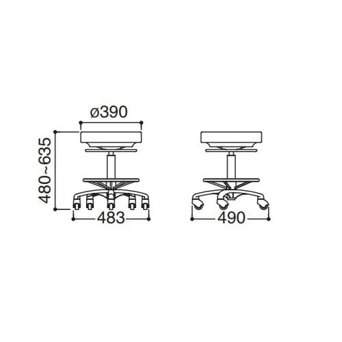 ハンズフリースツール 背無 ミドルタイプ