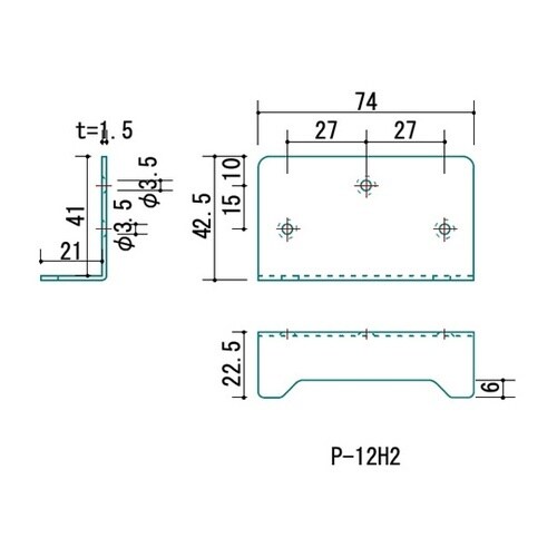 P−12H2h 石膏ボード用受金具 L型